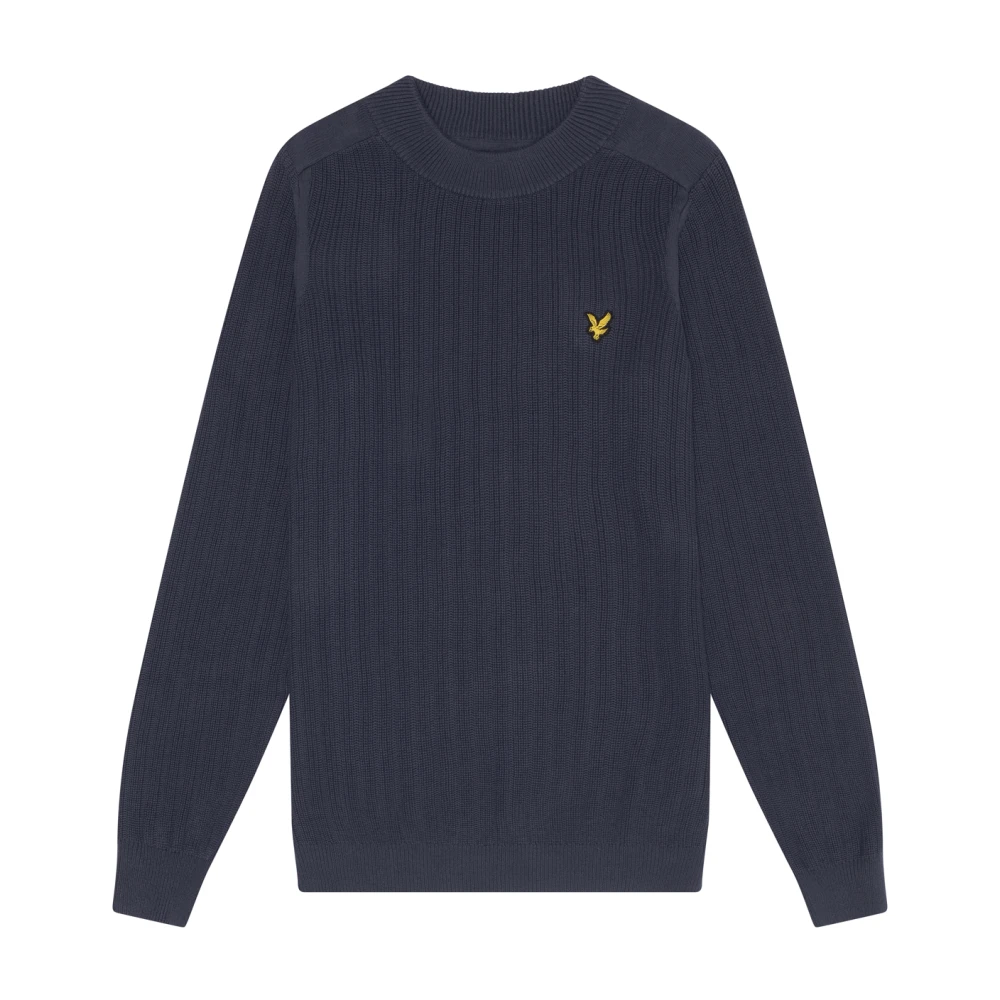 Lyle & Scott Men's Blue Ribbed Mock Neck Jumper - Round-Neck Knitwear - M - Knitwear