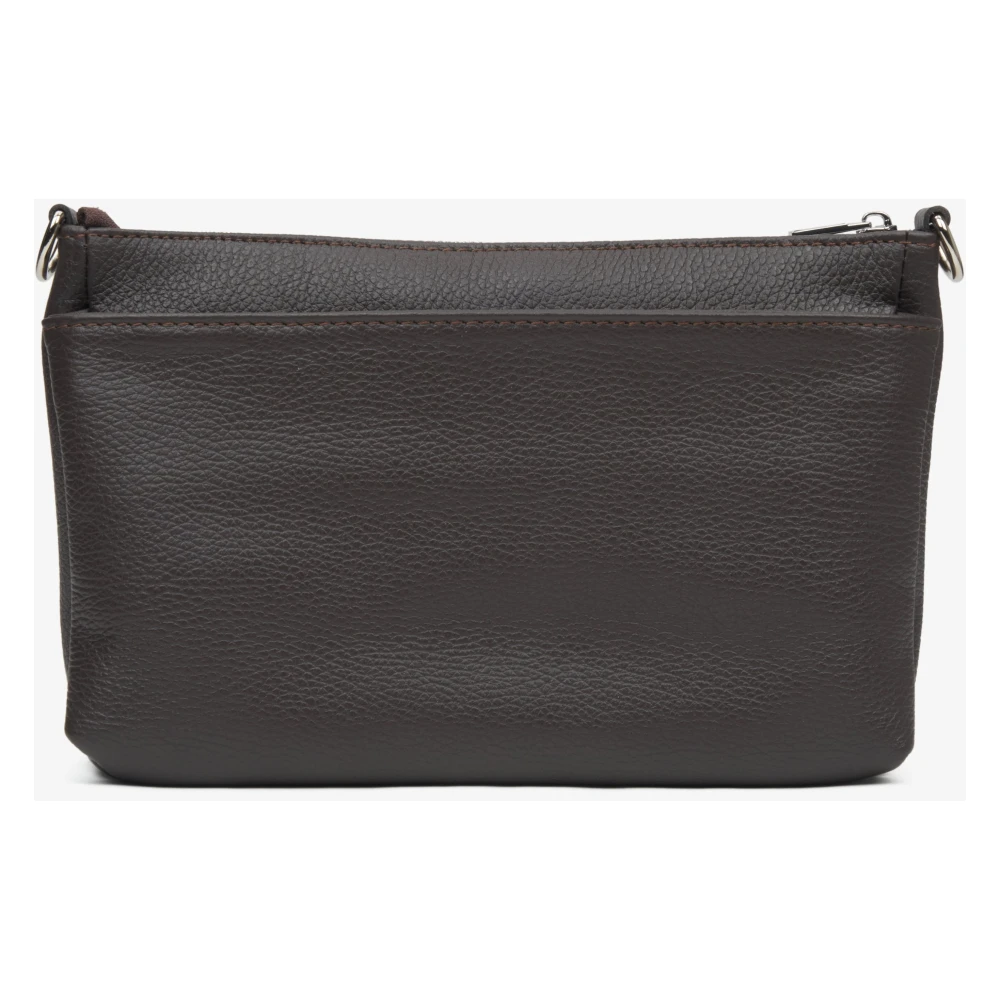 Estro Donkerbruine Crossbodytas voor dames gemaakt van Premium Italiaans Leer Brown Dames