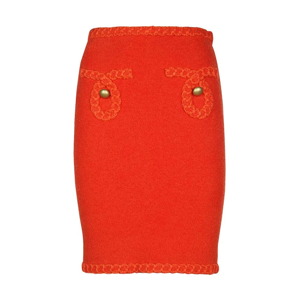 Moschino Bouclé Kokerrok met Metalen Knopen Red Dames