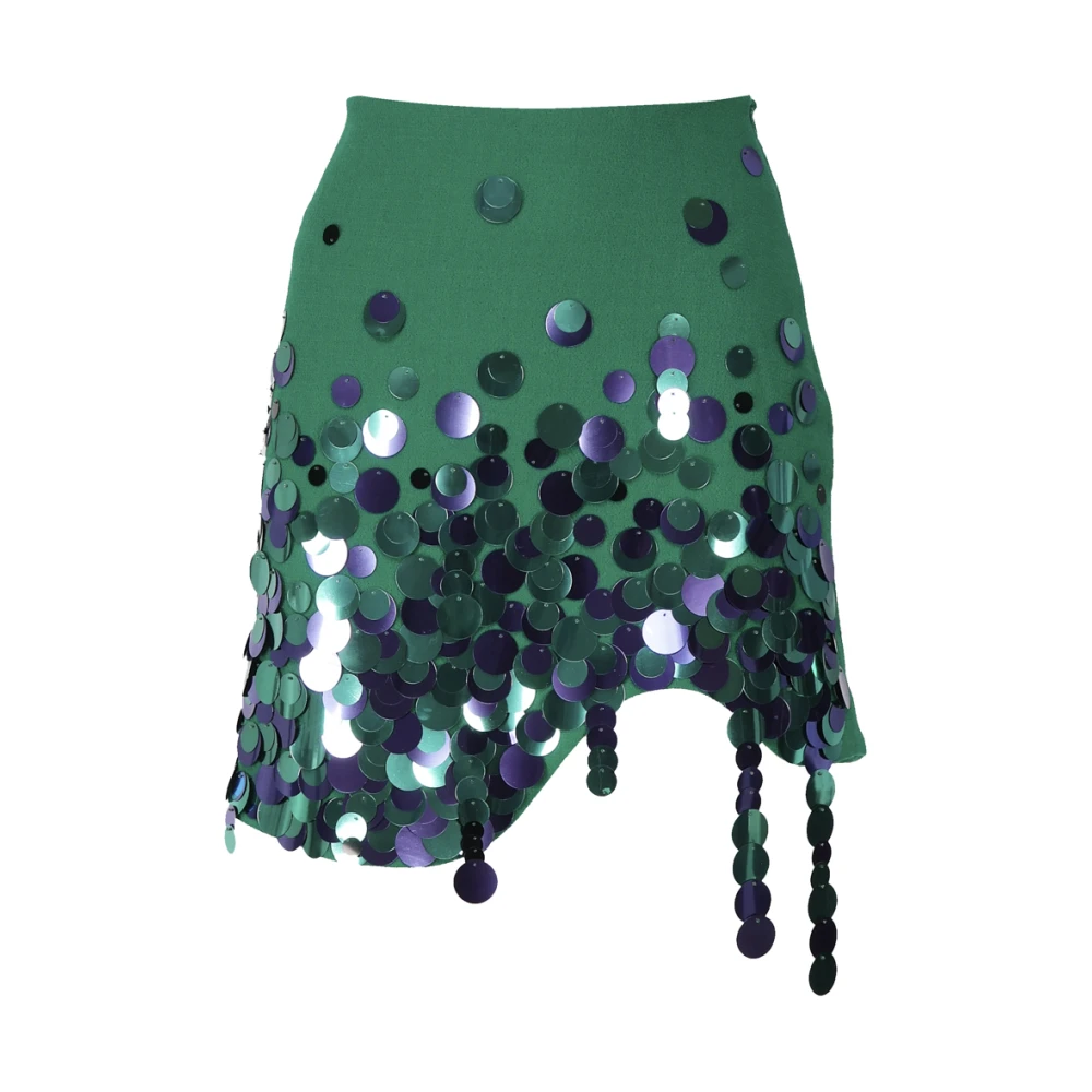 Art Dealer Groene Sequin Mini Rok Asymmetrie Green Dames