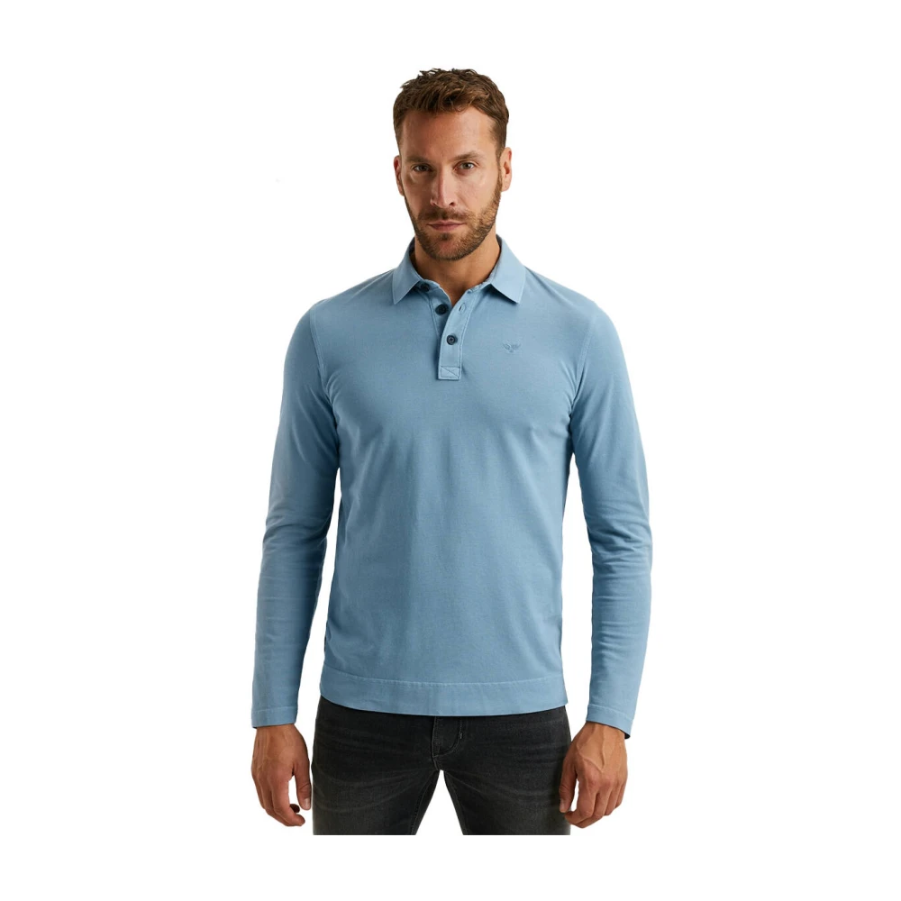 PME Legend Lange mouw polo shirt piqué kledingstuk Blue Heren