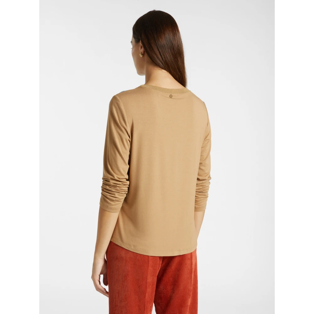 Elena Mirò Viscose T-shirt Brown Dames