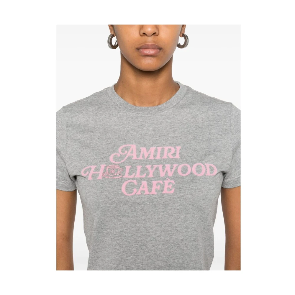 Amiri Grijze Crew Neck Korte Mouw T-shirt Gray Dames