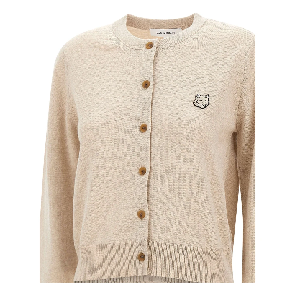 Maison Kitsuné Wollen Cardigan Beige Sweater Beige Dames