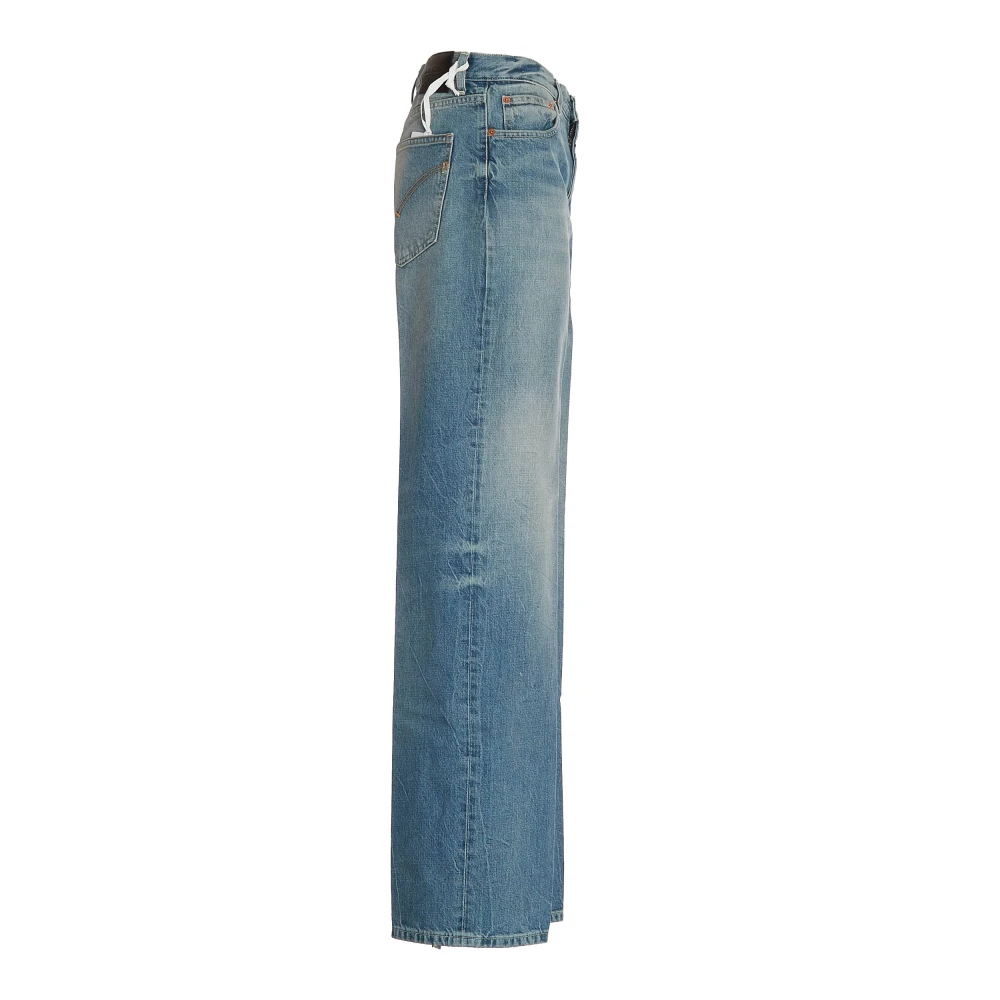 Dondup Wide Leg Light Denim Jeans Blue Dames
