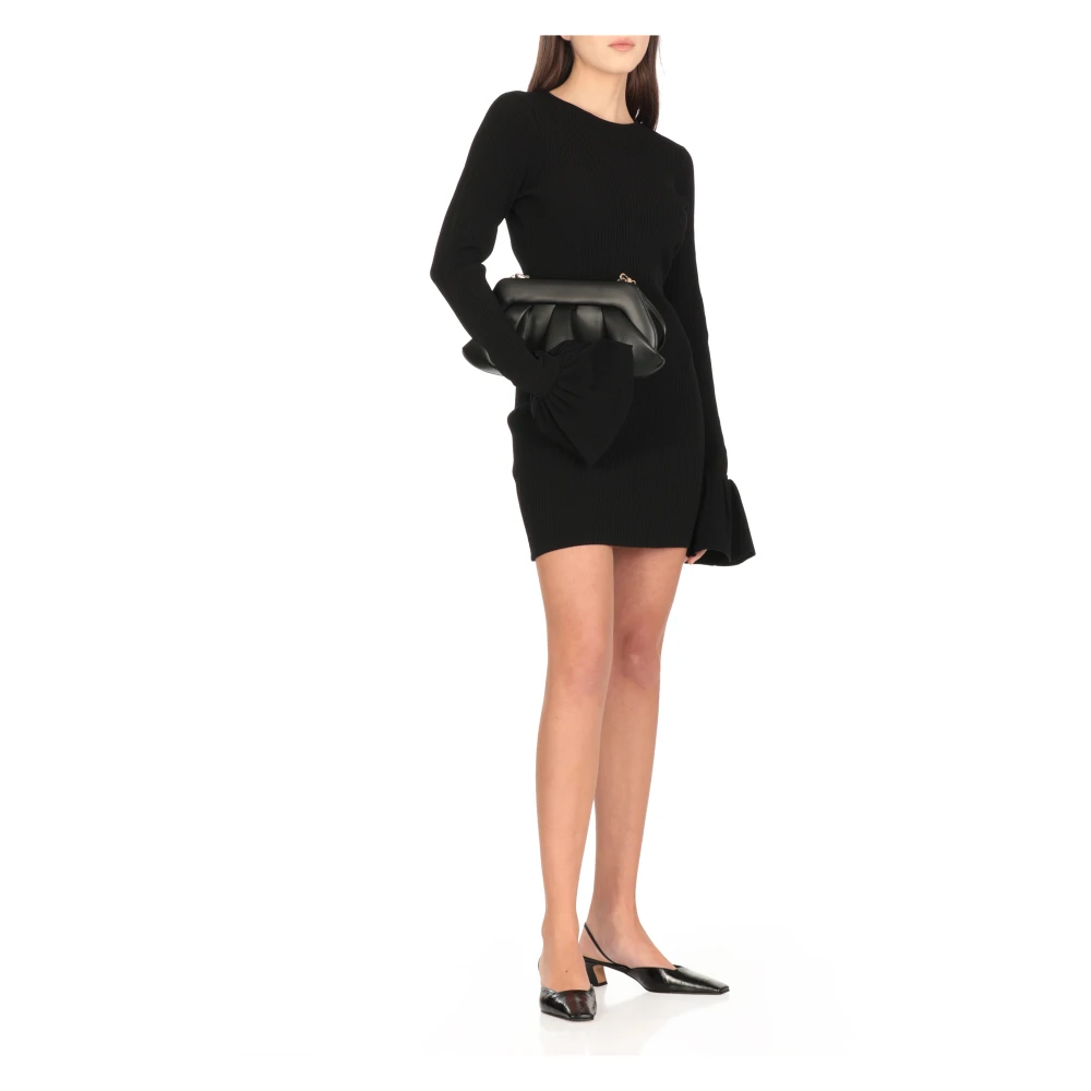 Rotate Birger Christensen Zwarte Viscose Jurk met Cut Out Black Dames