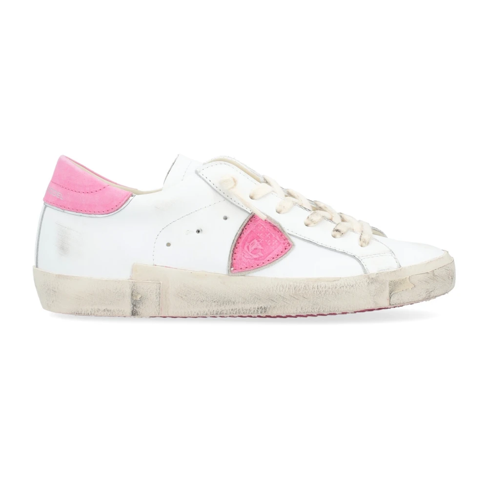 Philippe Model Paris X Leren Sneaker met Fuchsia Details Pink Dames