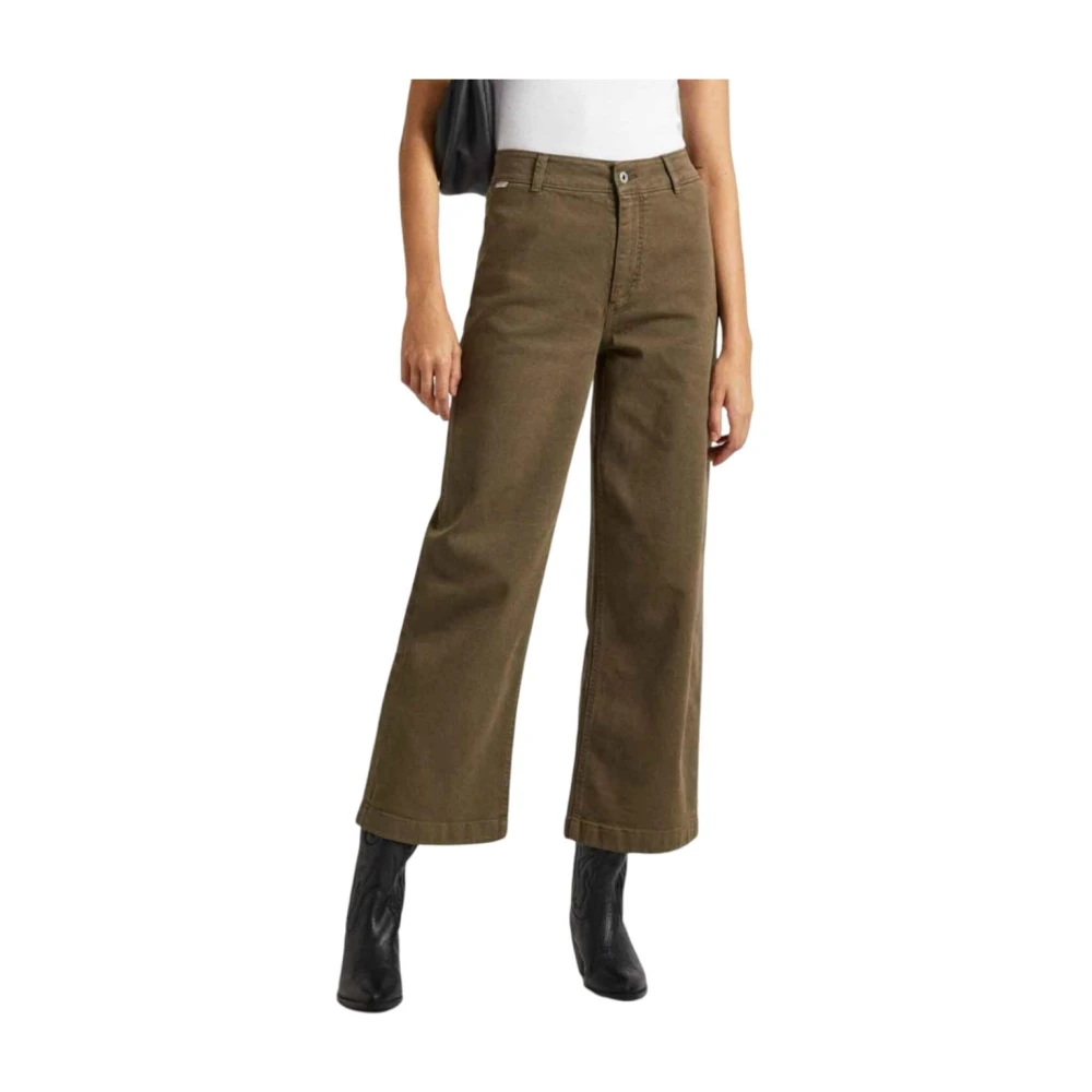 Pepe Jeans Donna Verde - Pantaloni Culotte A Gamba Larga Verdi - Trousers - W27 L30