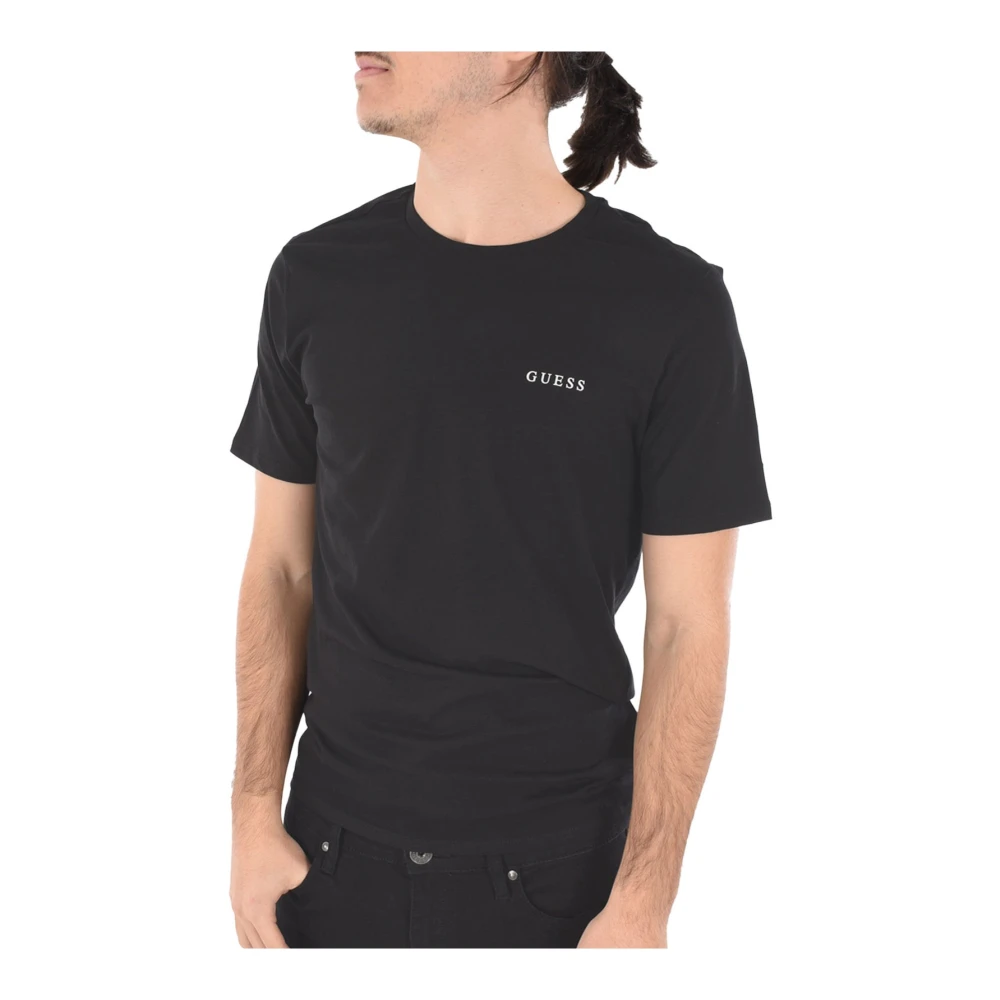Guess Zwart Logo T-shirt 100% Katoen Black Heren