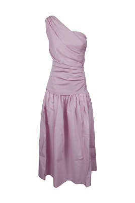 Cotton Draped Knit Midi Dress
