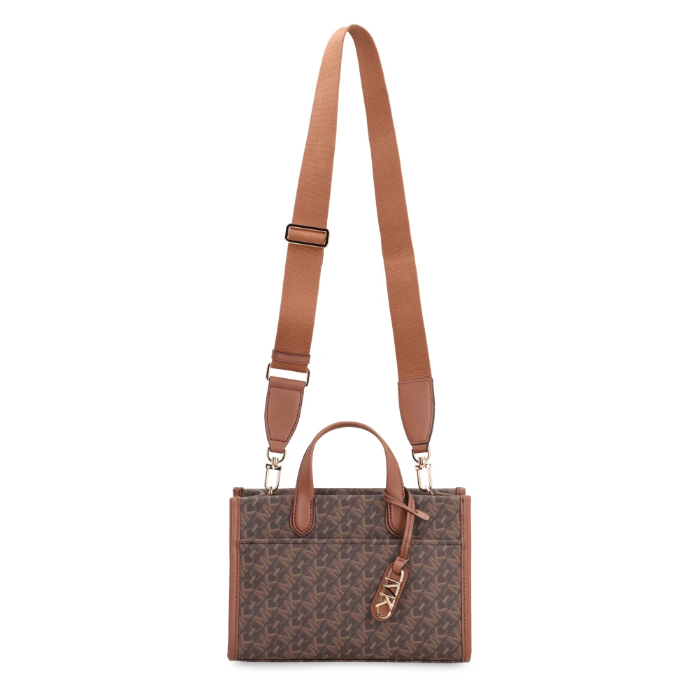 Michael Kors Bedrukte canvas messenger tas met leren details Brown Dames