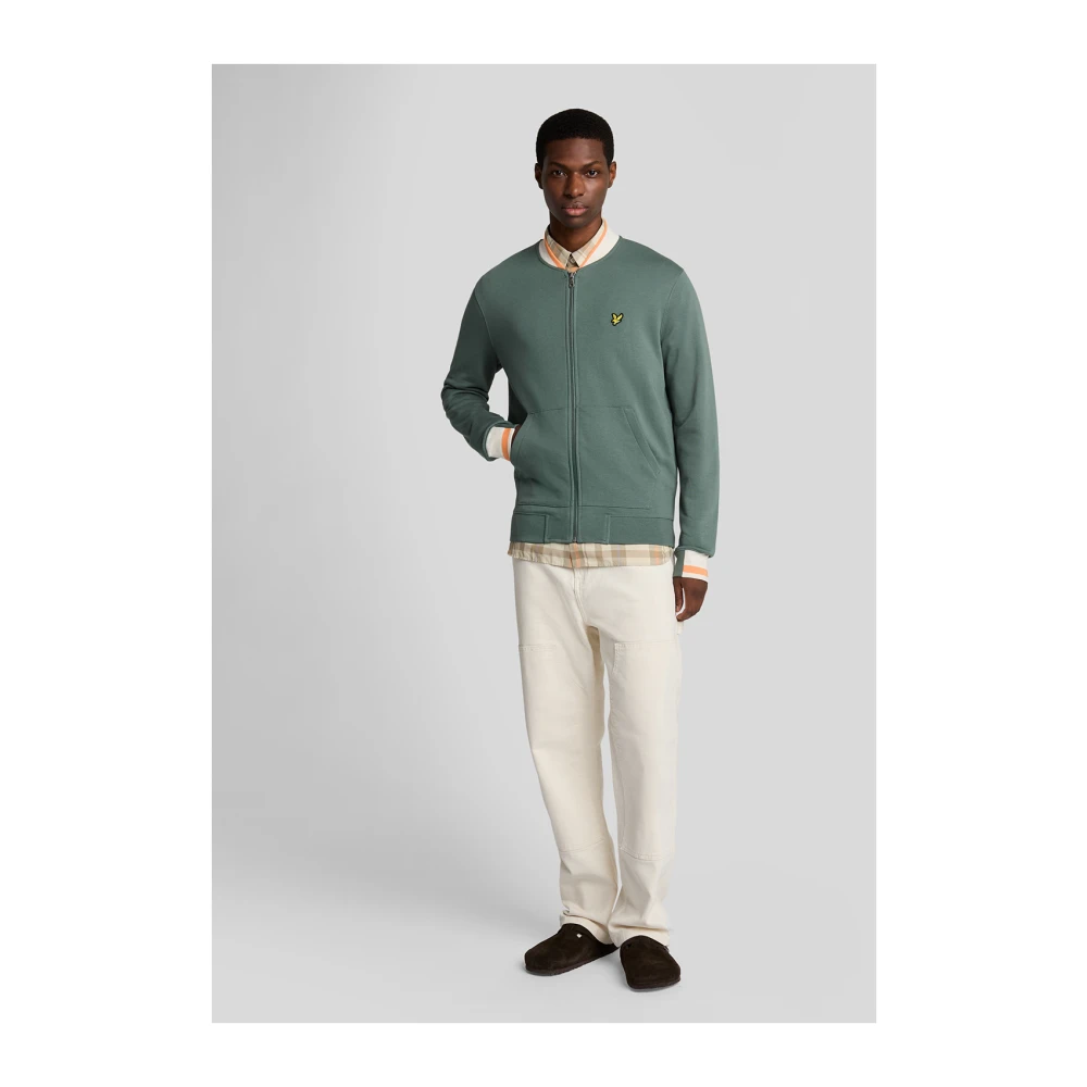 Lyle & Scott Mid Layers Half Tipped Jersey Bomber Green Heren