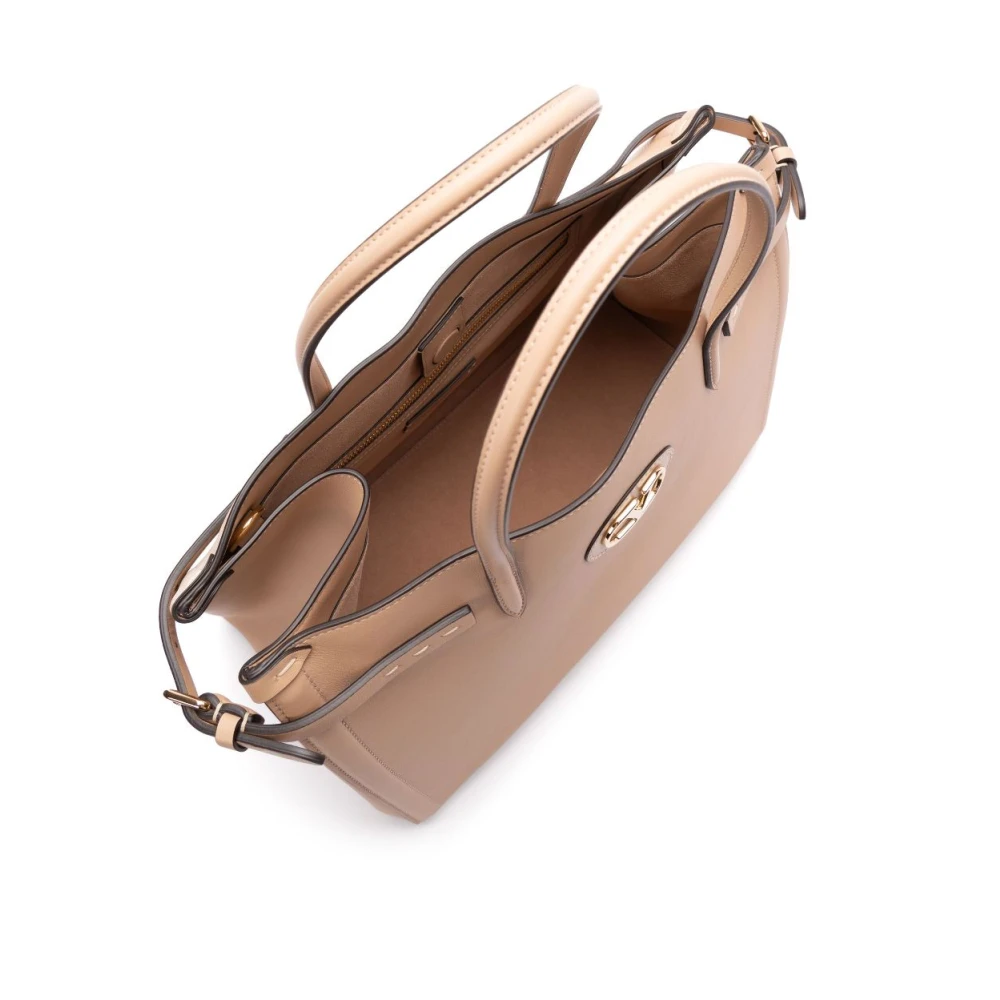 Valentino Garavani Beige Leren Tote Tas VLogo Detail Beige Dames