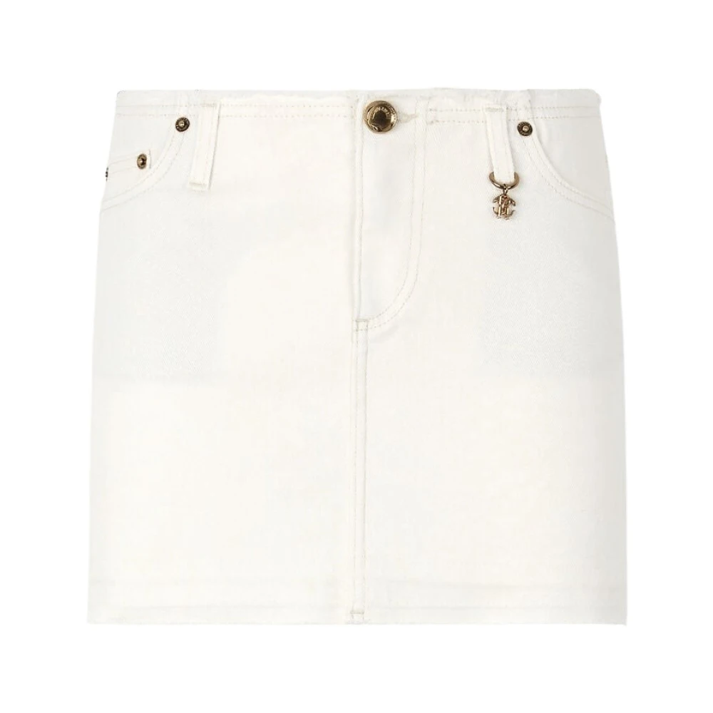 Roberto Cavalli Donna Bianco - Minigonna In Denim Sfilacciato - Skirts - M