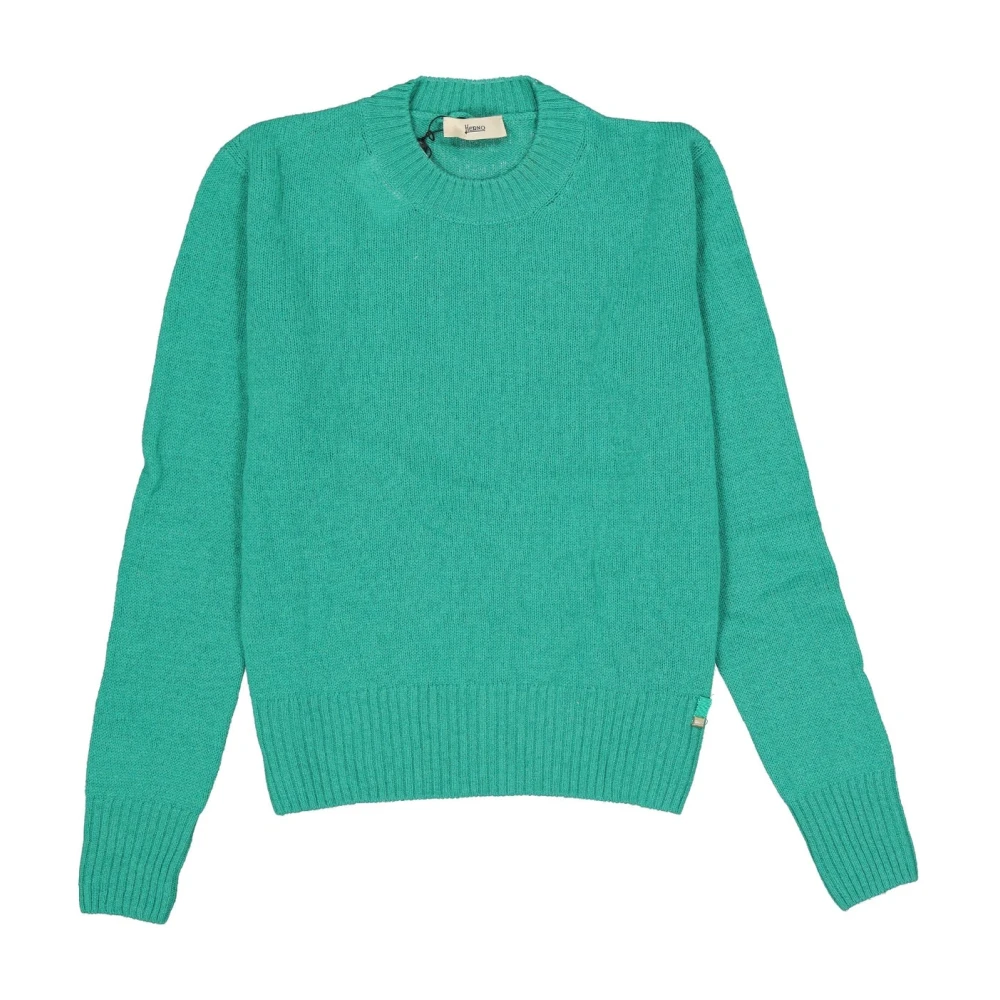 Herno Green Crew-Neck Jumper - Female - Round-Neck Knitwear - M - Knitwear