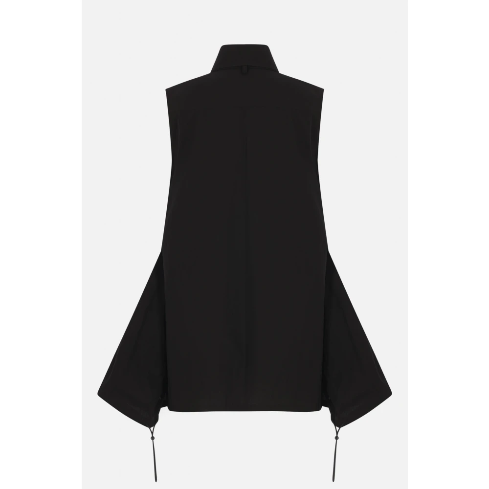 Yohji Yamamoto Zwarte Katoenen Popeline Mouwloze Overhemd Black Dames