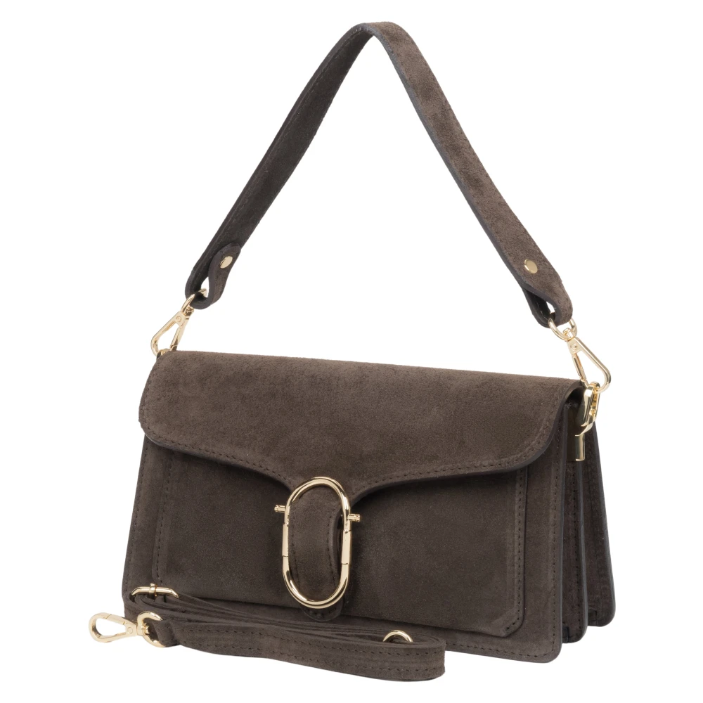 Estro Women's Brown Small Velour Shoulder Bag - Shoulder Bags - One Size - Bags