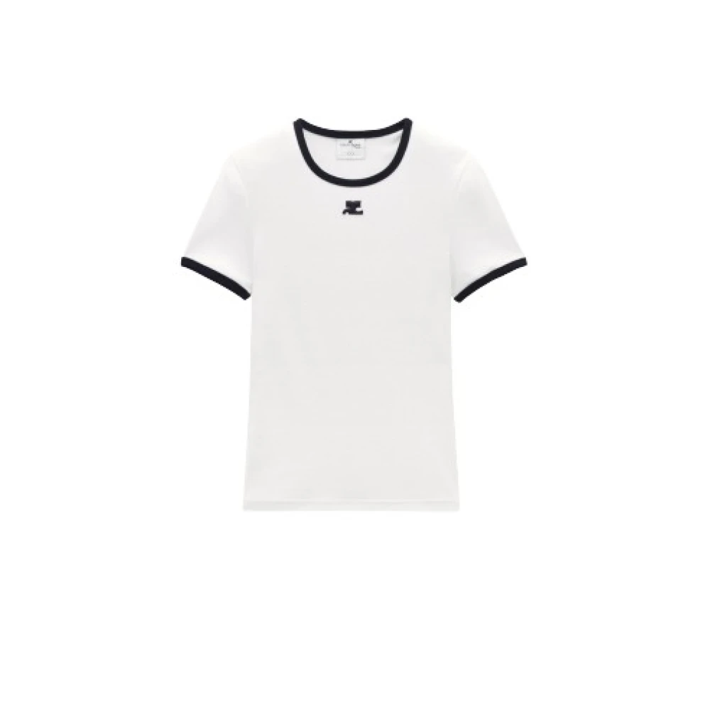 Courrèges Zwart en wit T-shirt Coqueline Boutique Montpellier White Dames