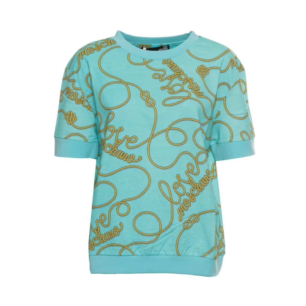 Moschino Logo Katoenen T-shirt voor Vrouwen Blue Dames