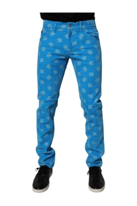 Blå Monogram Skinny Denim Jeans