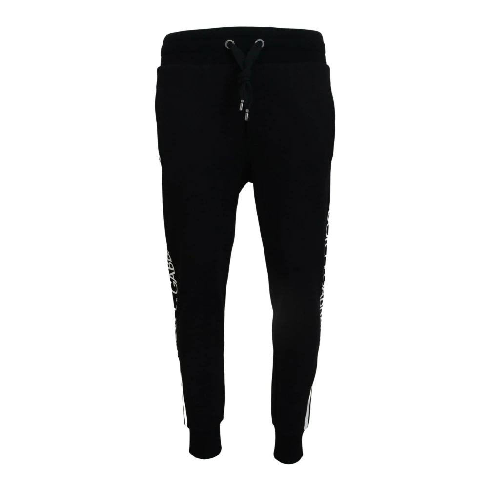 Dolce & Gabbana Zwarte katoenen sportieve sweatpants voor heren Black Heren