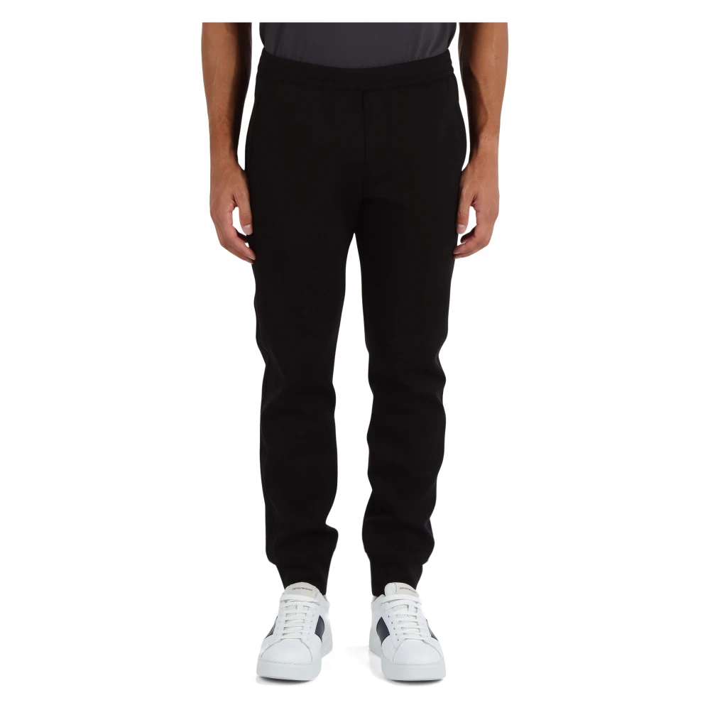 Emporio Armani Sportieve katoenmix logo-sweatpants Black Heren