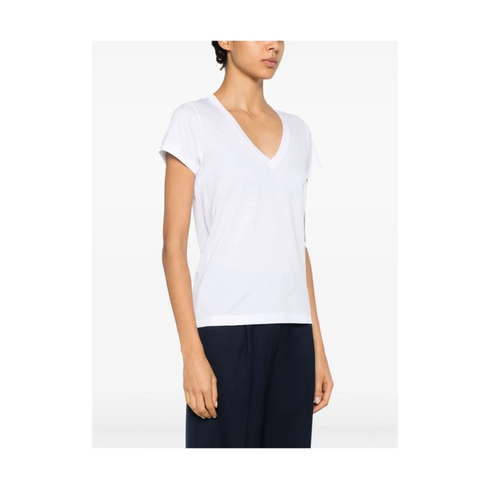 Mazzarelli Witte V-hals Jersey T-shirt White Dames