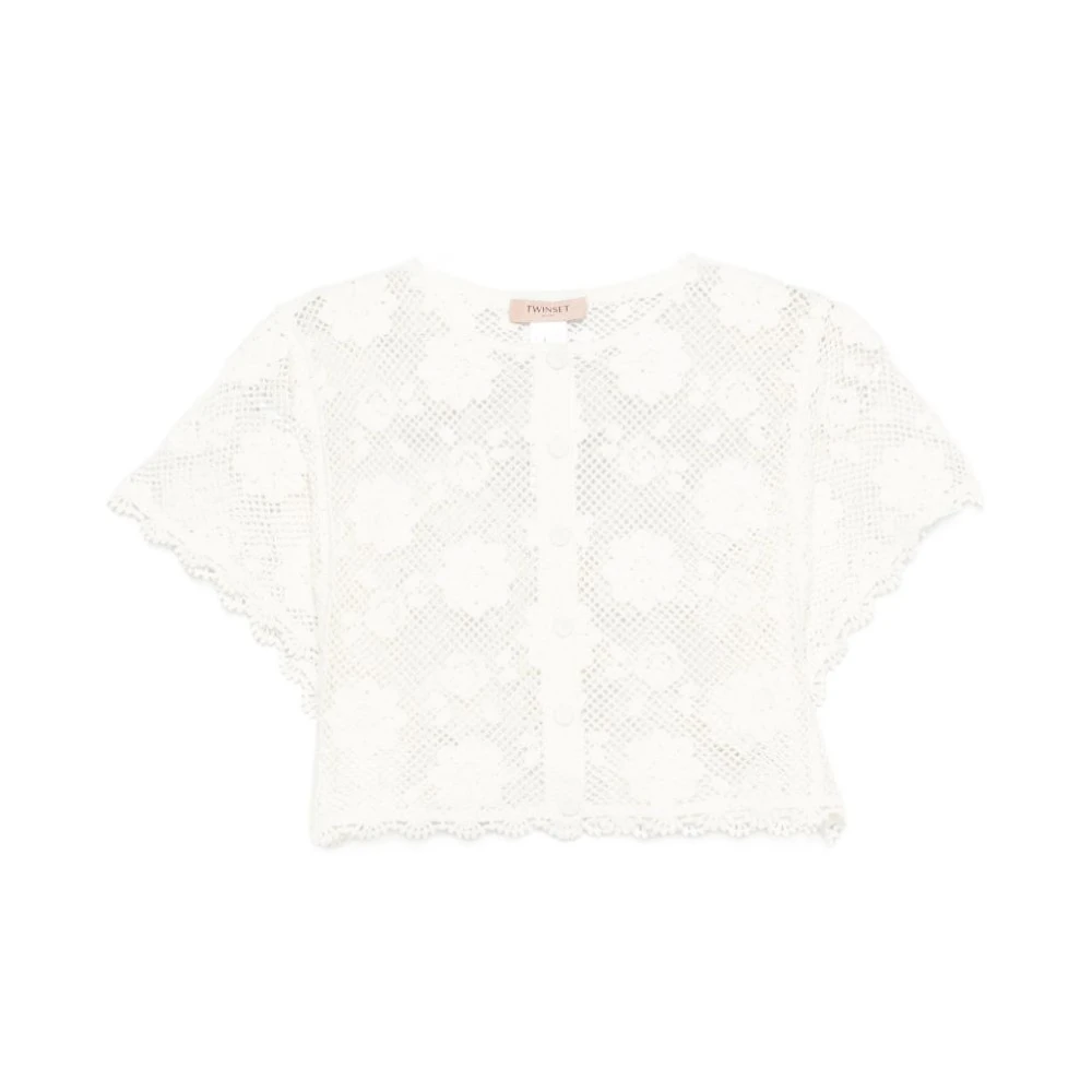 Twinset Women's White Blouses, M, Crochet Knit Top
