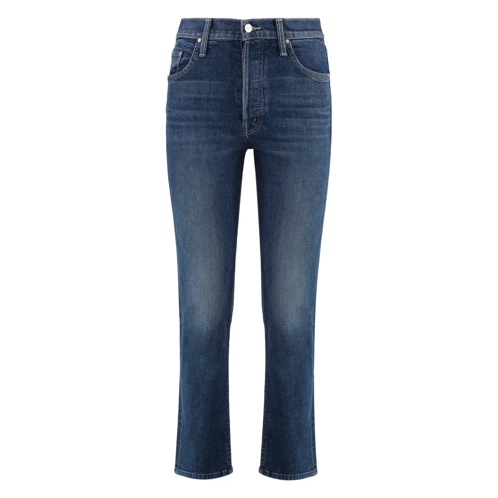 Mother Cropped Skinny Jeans met Metalen Details Blue Dames