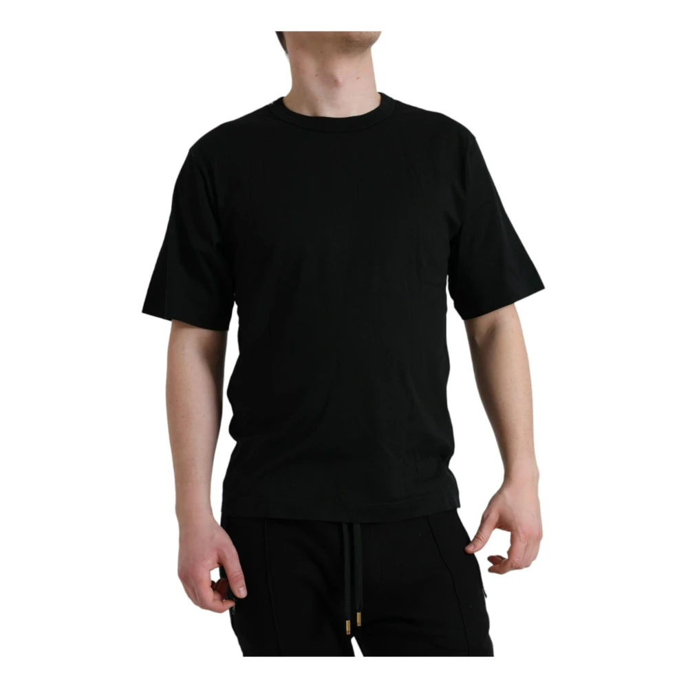 Dolce & Gabbana Men's Black Embossed Logo Cotton Tee