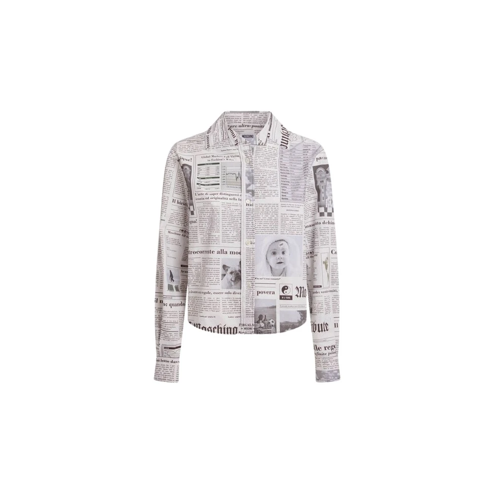 Moschino Women's White Printed Cotton Poplin Shirt - Shirts - L - Blouses & Shirts
