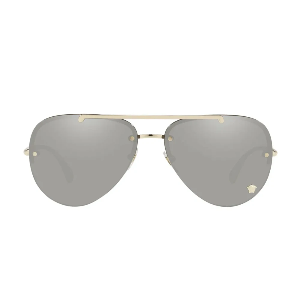 Versace Women's Grey Woman Ve2231 12526G Sunglasses Metal Gold Pilot Mirrored Mirror - Image 3