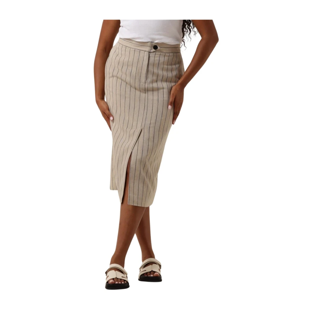 Co'Couture Beige Linen Pin Pencil Skirt Beige Dames