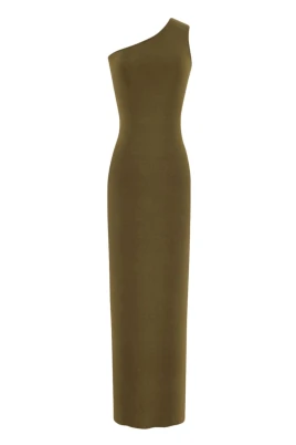 One-Shoulder Silk Long Dress