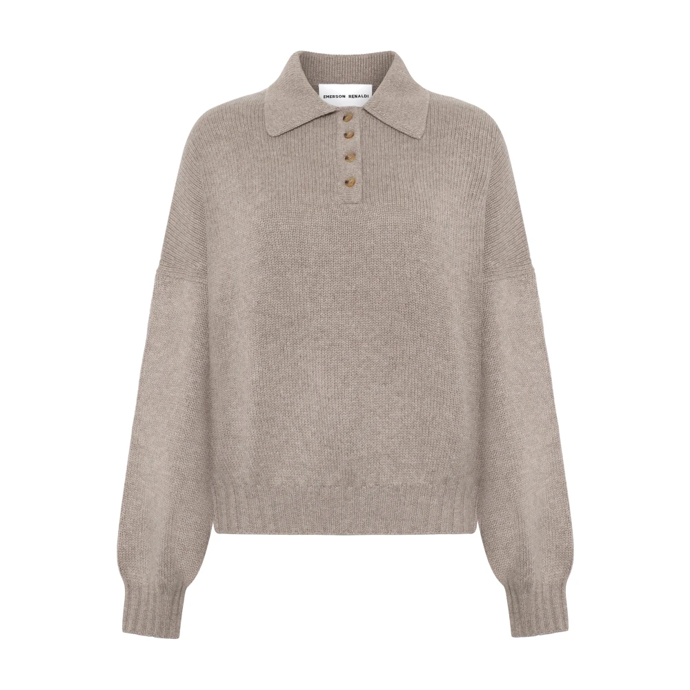 Emerson Renaldi Kasjmier Polo-Neck Sweater Toast Gebreid Beige Dames