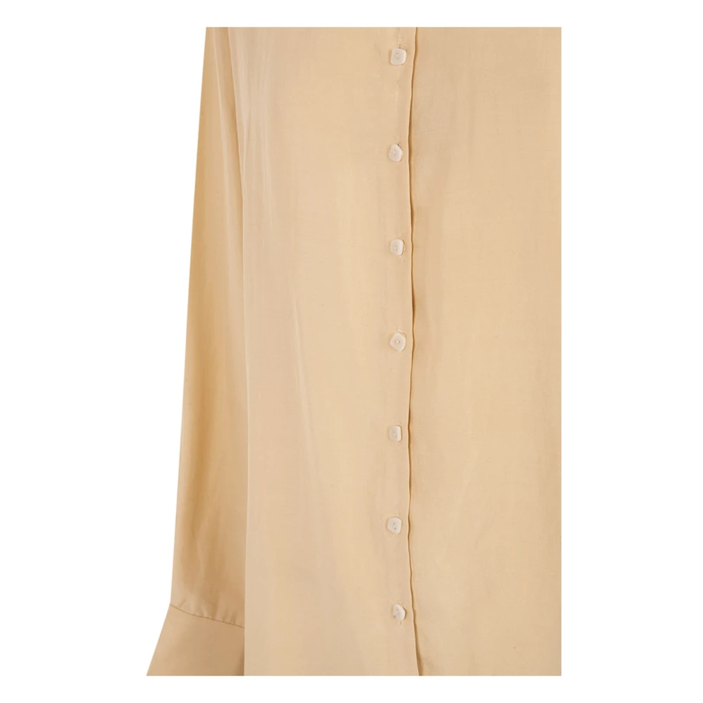 Cortana Beige zijden overhemd met traditioneel detail Yellow Dames