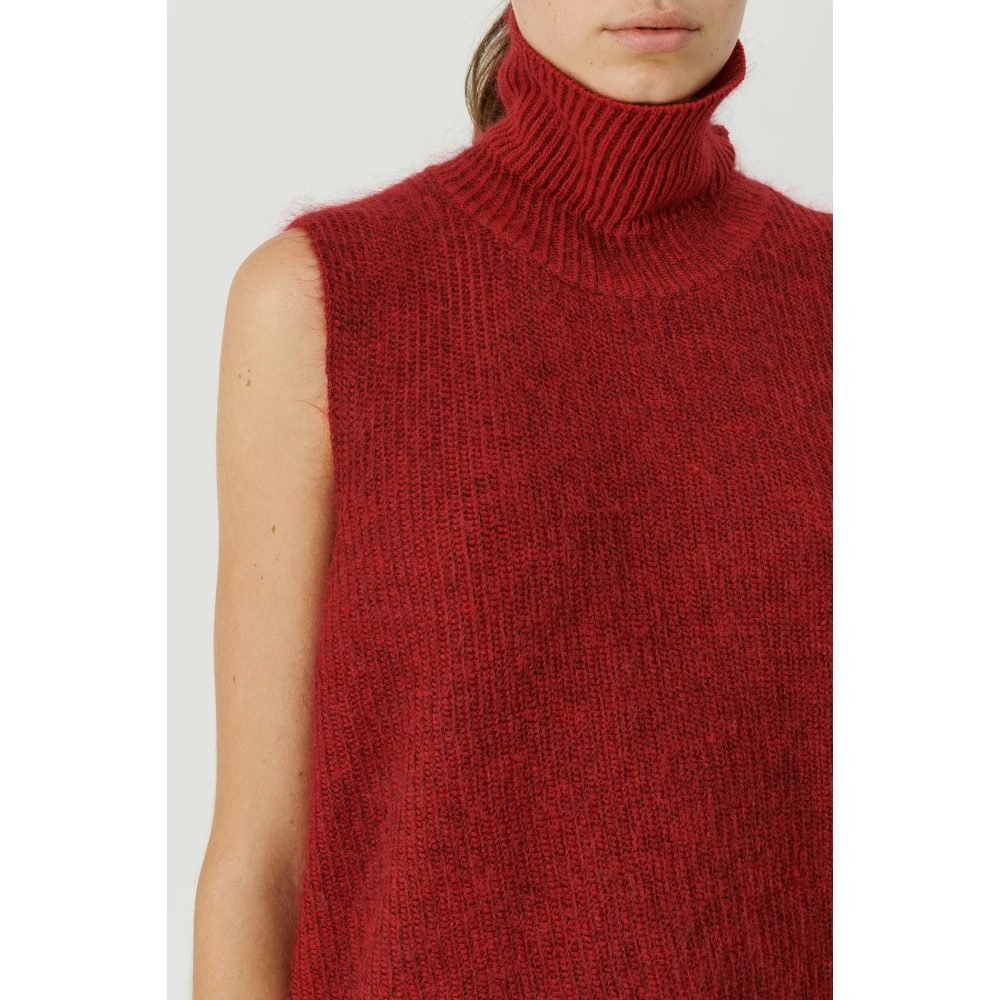 Soulland Hoge Hals Kasjmier Vest Red Dames