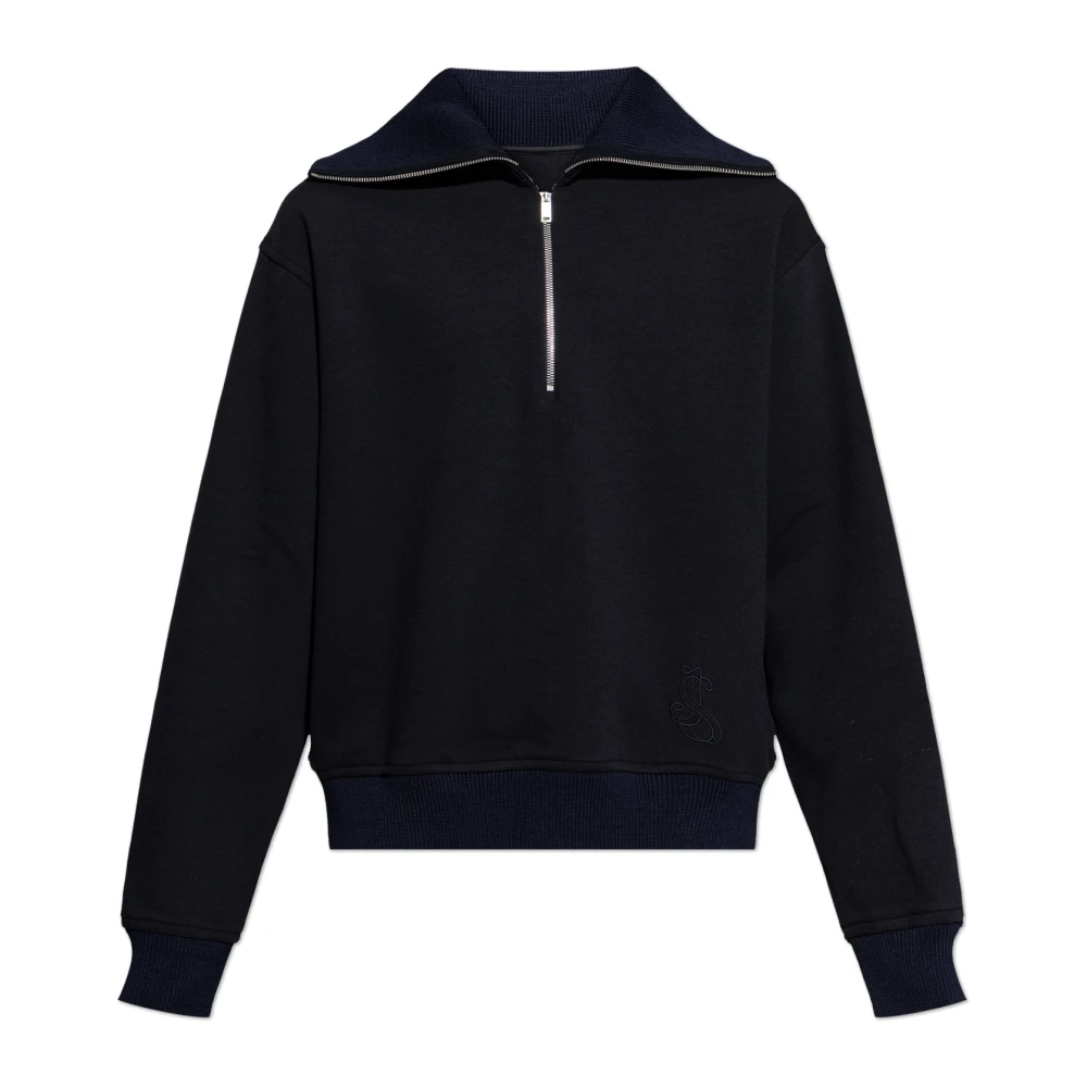 Jil Sander Mannelijk Zwart Hoodies & Sweatvesten Heren, Xl, Katoen, Sweatshirt Met Geborduurd Logo