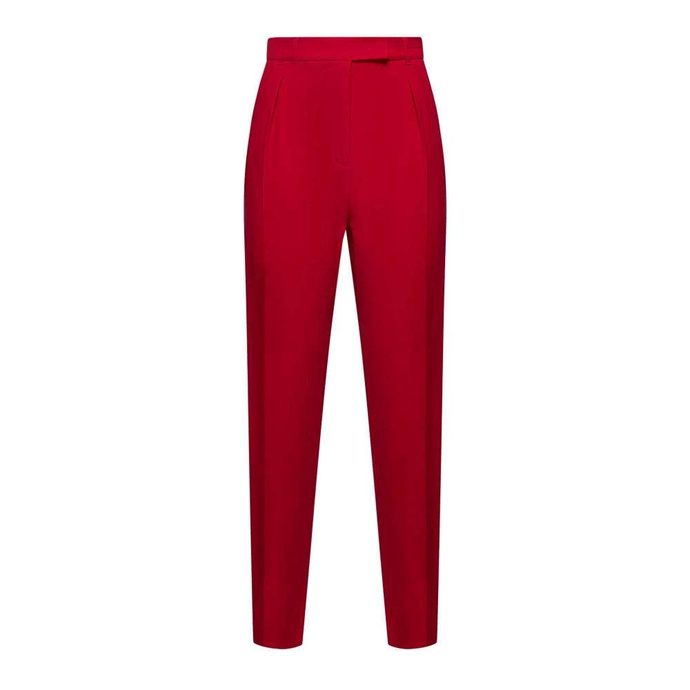 Max Mara Studio Rode broek met geribbelde tailleband Red Dames