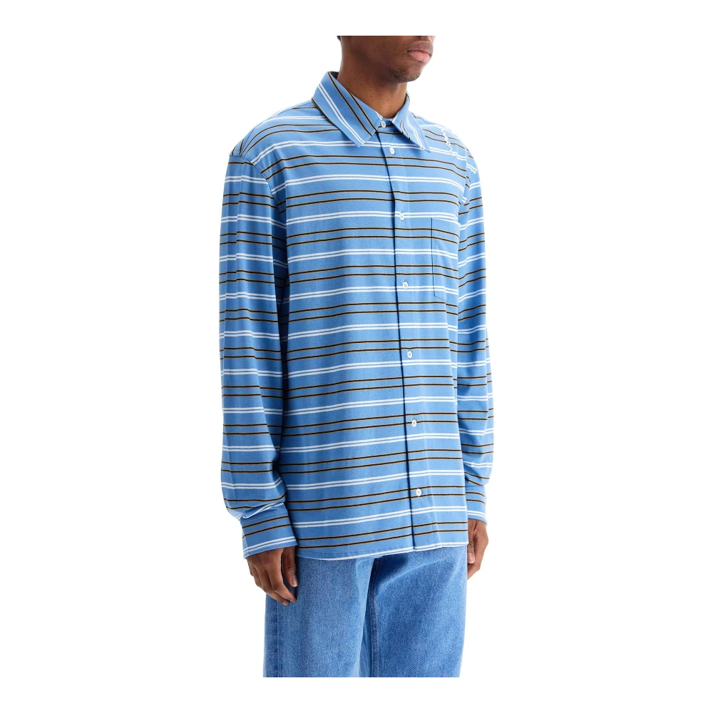 Marni Gestreepte katoenen coltrui polo Blue Heren