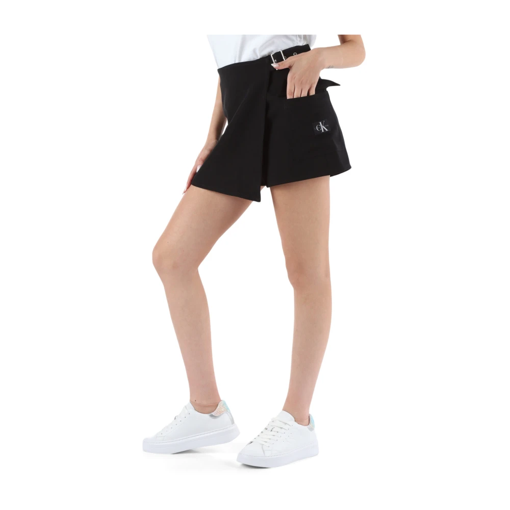 Calvin Klein Jeans Stretch stof mini rok met rits Black Dames