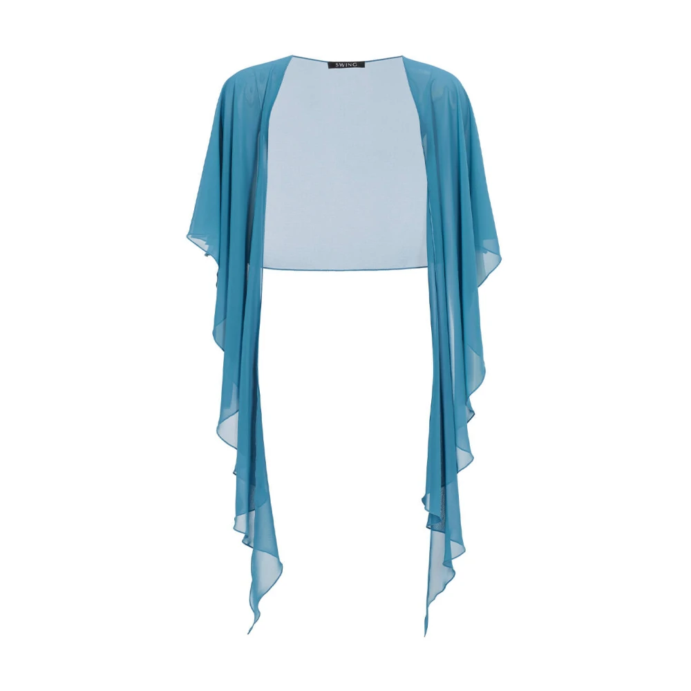 Swing Stijlvolle Cape Jas voor Dames Blue Dames