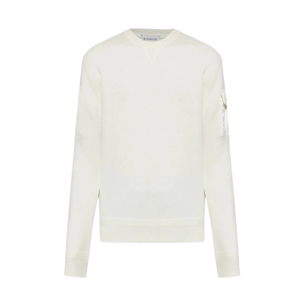 Moncler White Sweatshirts, Male, Xl, Sleeve Pocket Jumper