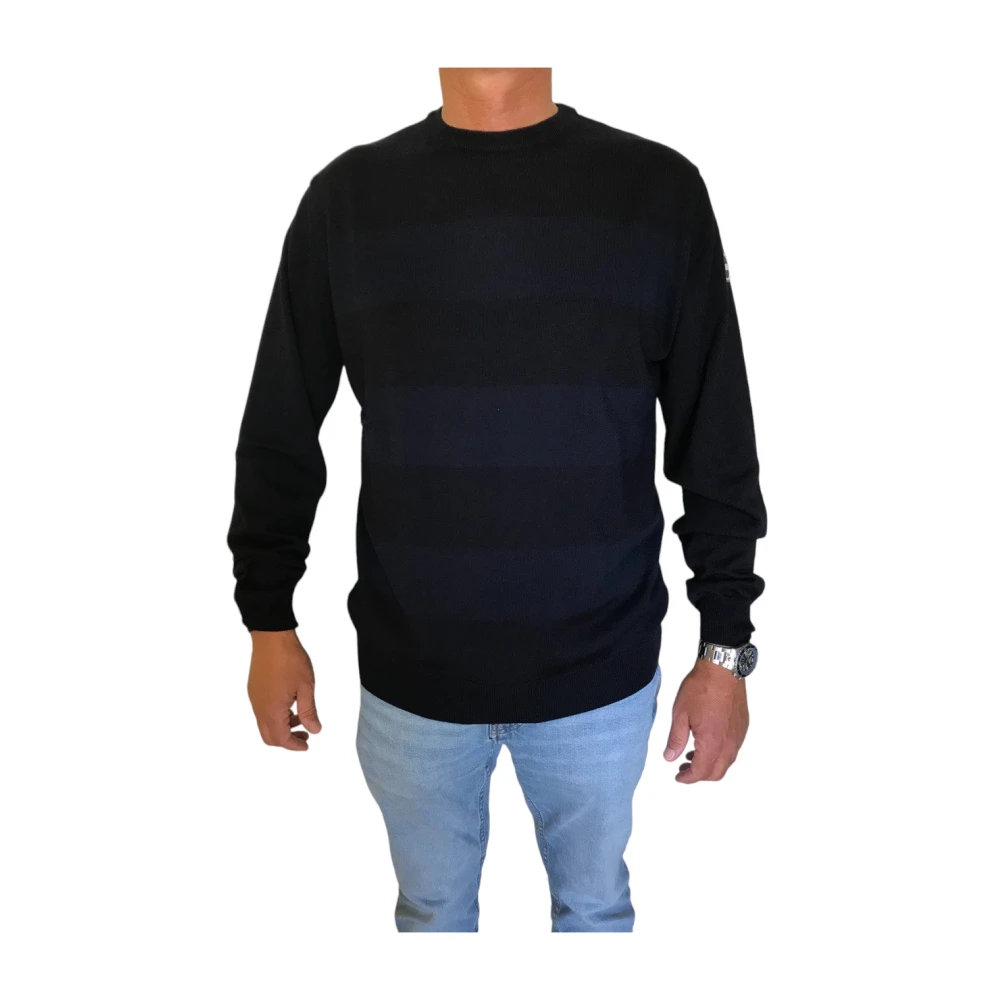 Colmar Gestreepte Crewneck Sweaters met Logo Schouder Blue Heren