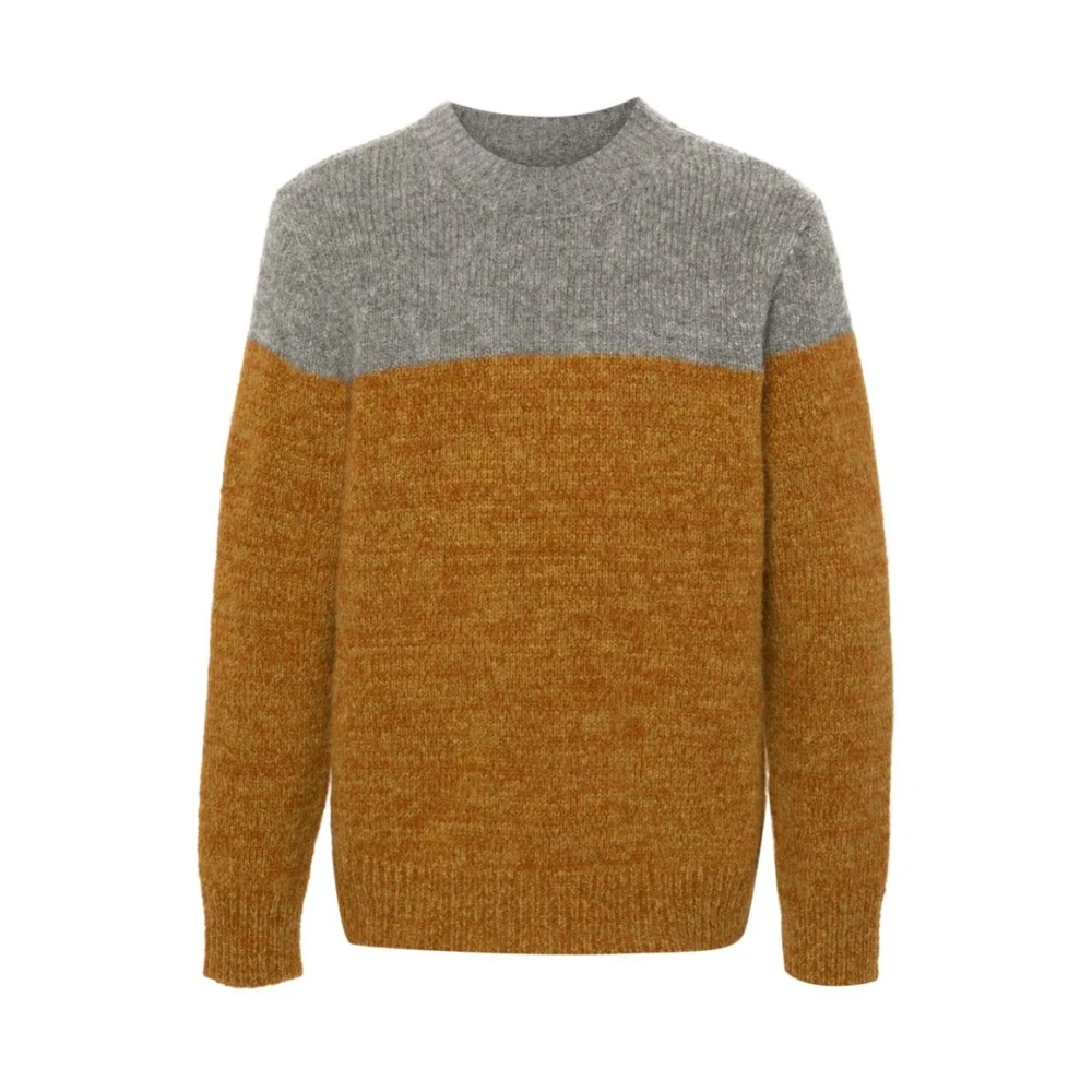 Dries Van Noten Gebreide Trui met Patroon en Intarsia Ronde Hals Orange Heren