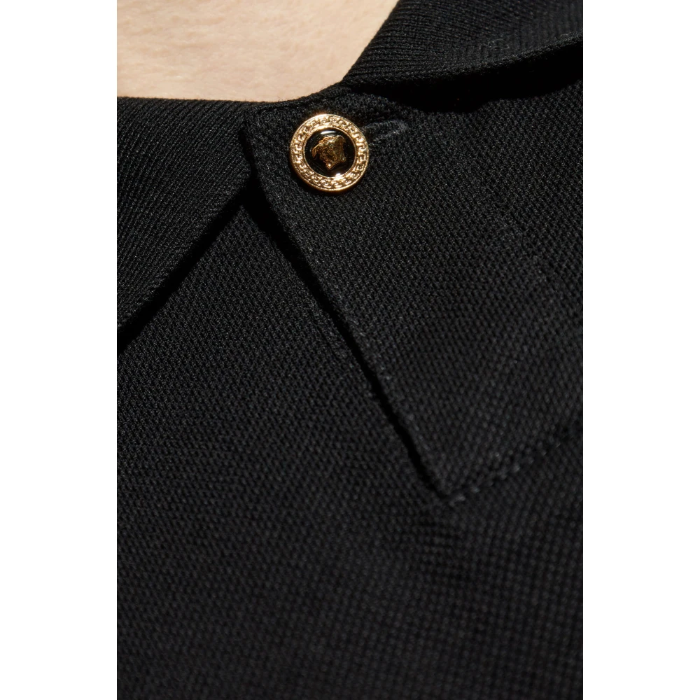 Versace Polo met Lurex-draad Black Heren