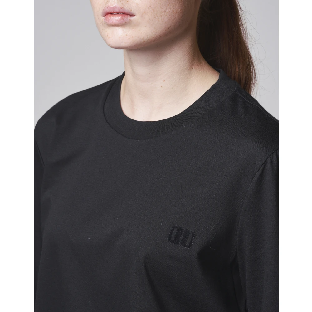 Douuod Woman Lange Mouw Jersey T-shirt met Velvet Logo Black Dames