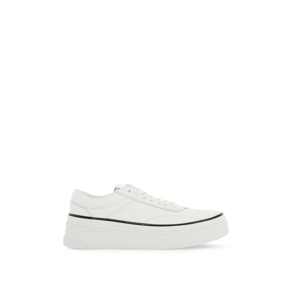Jil Sander Vrouw Wit Schoenen Dames, 38 Eu, Leer, Klassieke Leren Sneakers