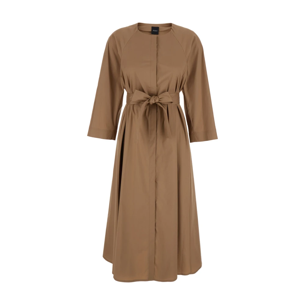 Plain Units Beige Katoenen Lange Mouw Jurk Beige Dames