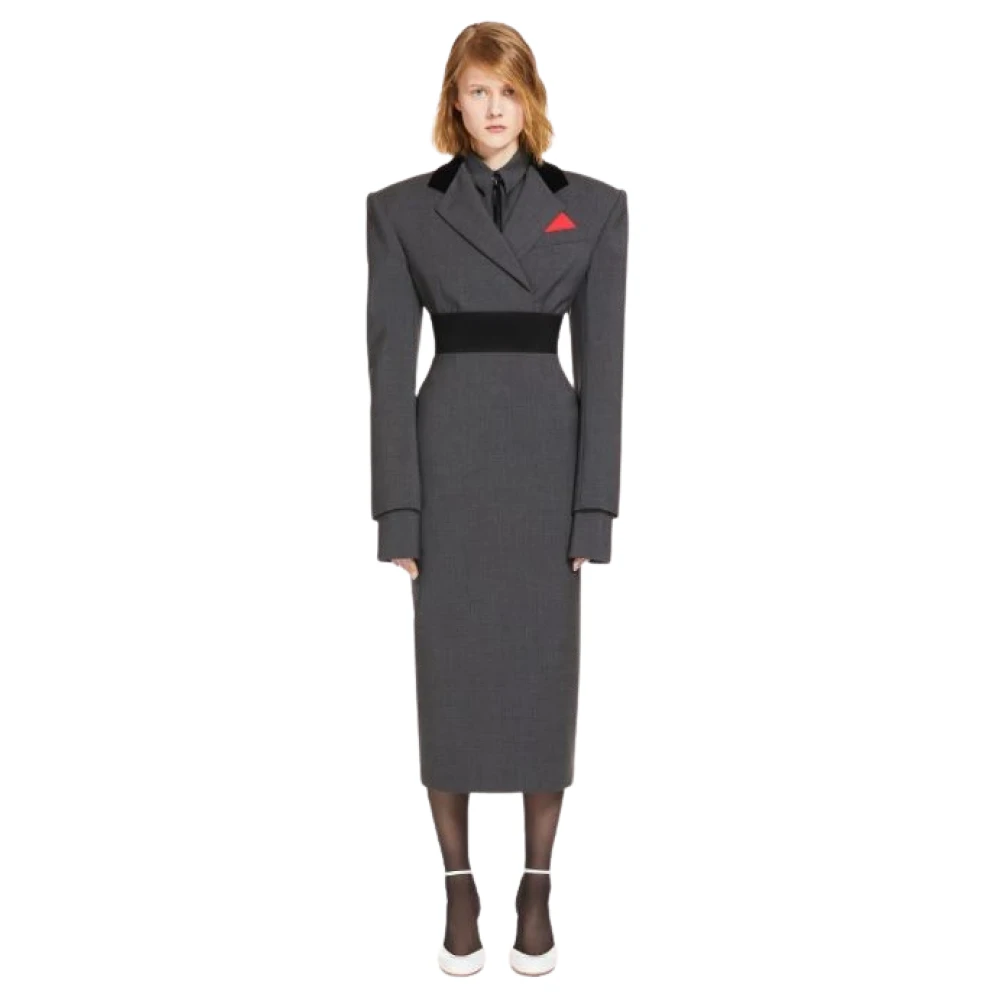 SPORTMAX Oversized Wool Shirt Grey Gray Dames